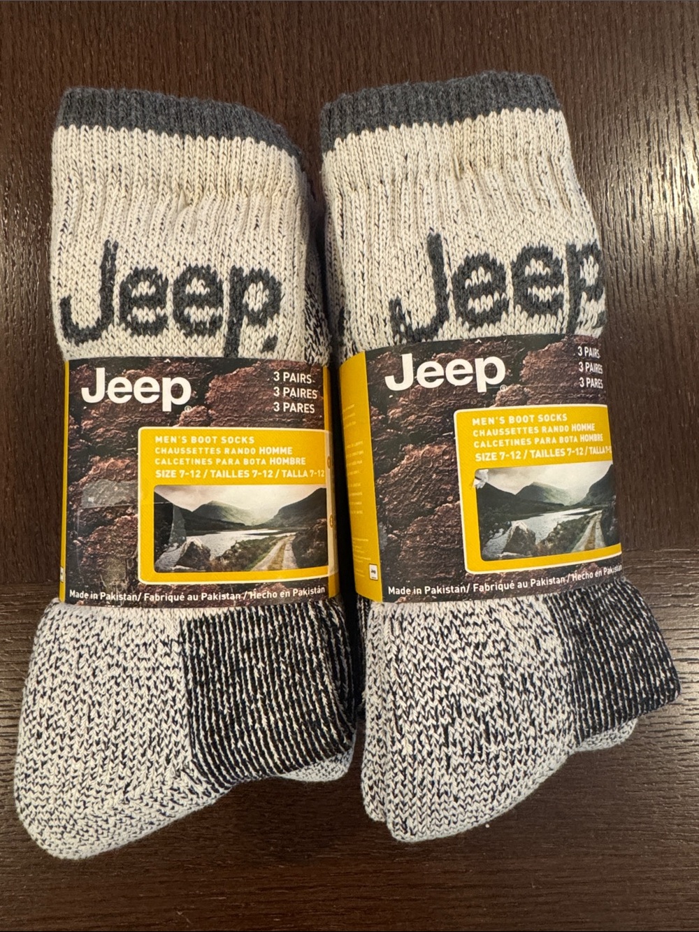 Jeep Men's Black and Cream Athletic Boot Socks - 3 Pairs